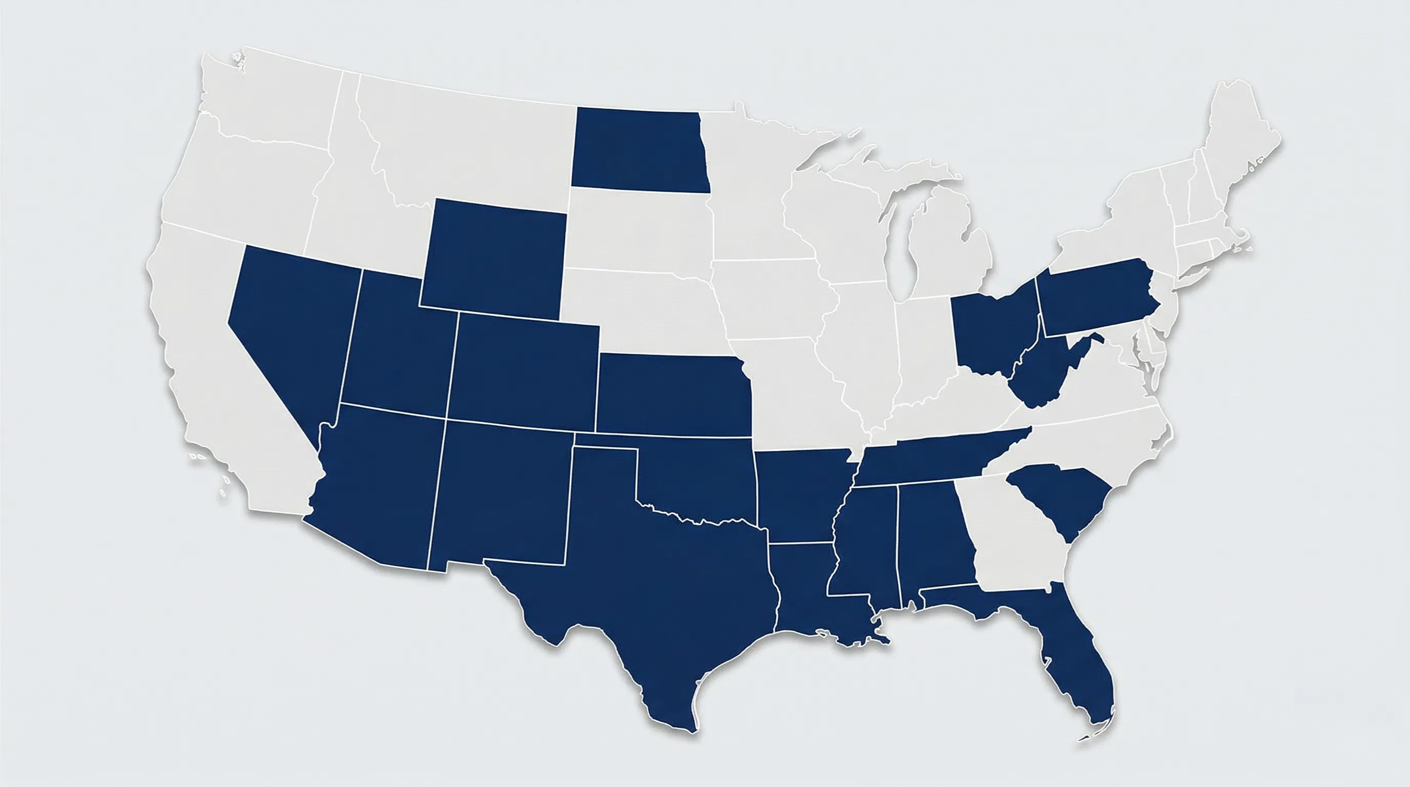 Map of the United States showing the 20 states where Remarkable Land® has transacted property